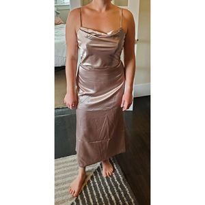 Satin Champagne Blush Midi Dress